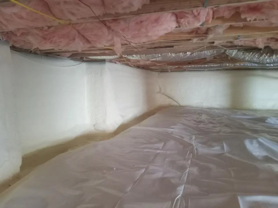 Crawl space encapsulation with closed-cell spray foam for Storm Damage Roof Repair in Herkimer
